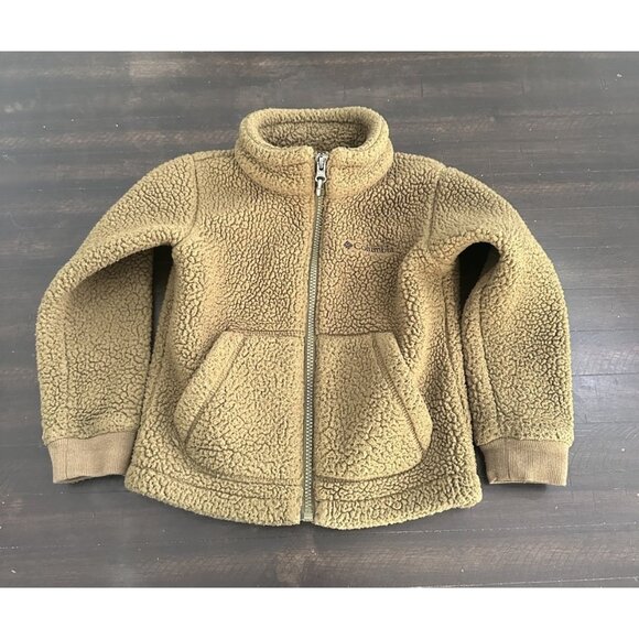 Kids Columbia Sherpa Full Zip Fleece Jacket 4t Green - Picture 1 of 4